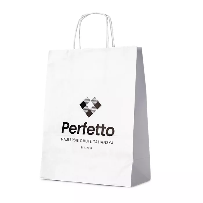 Veľká biela papierová taška Perfetto